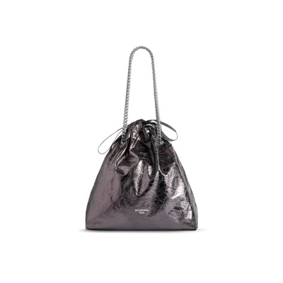 BALENCIAGA WOMEN'S CRUSH TOTE BAG MEDIUM IN SILVER 7429412AATG1314 (46*39.9*14cm)